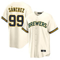 Johmsee M.Brewers #99 Gary Sanchez Player Cream Home Game Stitched Jerseys
