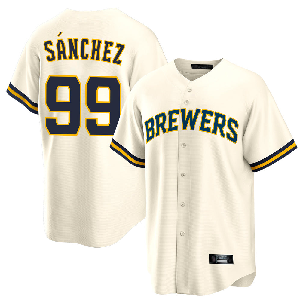 Johmsee M.Brewers #99 Gary Sanchez Player Cream Home Game Stitched Jerseys