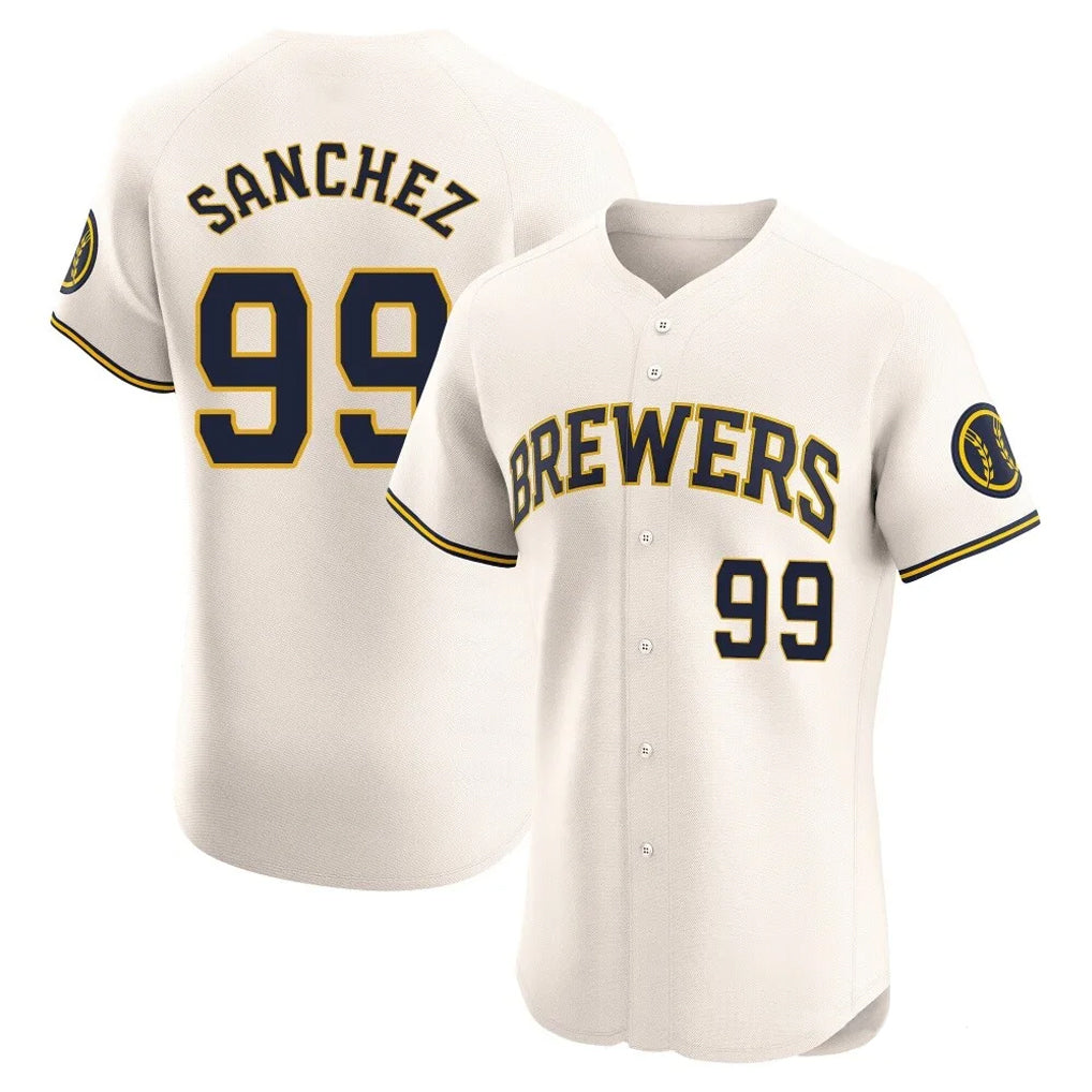 Johmsee M.Brewers #99 Gary Sanchez Player Cream Home Limited Elite Stitched Jerseys