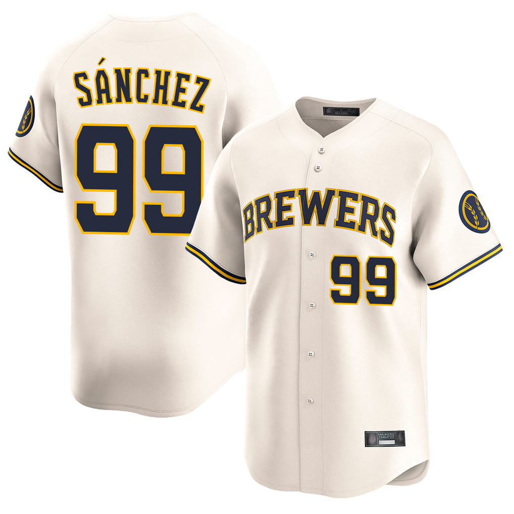 Johmsee M.Brewers #99 Gary Sanchez Player Cream Home Limited Game Stitched Jerseys