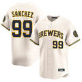 Johmsee M.Brewers #99 Gary Sanchez Player Cream Home Limited Game Stitched Jerseys