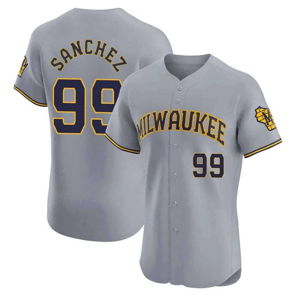 Johmsee M.Brewers #99 Gary Sanchez Player Gray Home Limited Elite Stitched Jerseys