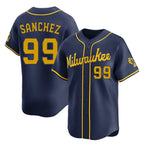 Johmsee M.Brewers #99 Gary Sanchez Player Navy Home Limited Stitched Jerseys