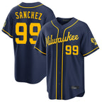 Johmsee M.Brewers #99 Gary Sanchez Player Navy Home Stadium Game Stitched Jerseys
