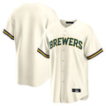 Johmsee M.Brewers Blank Player Cream Home Game Stitched Jerseys