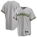 Johmsee M.Brewers Blank Player Gray Home Game Stitched Jerseys