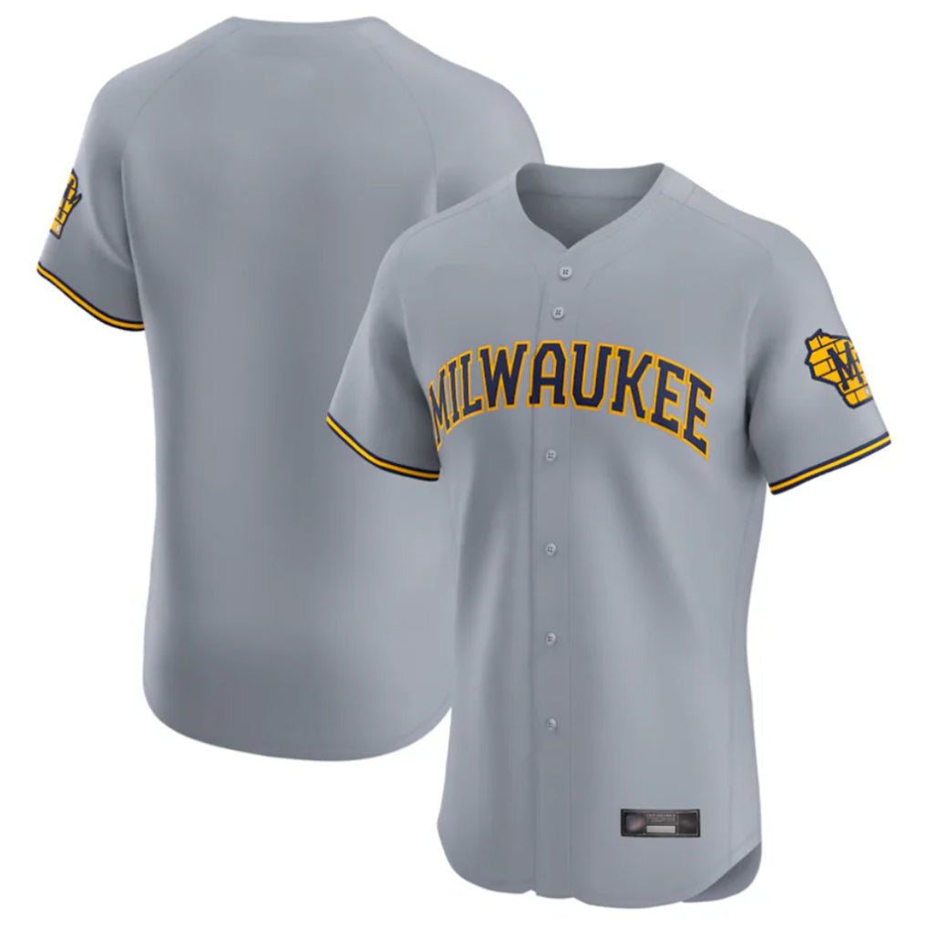 Johmsee M.Brewers Blank Player Gray Home Limited Elite Stitched Jerseys