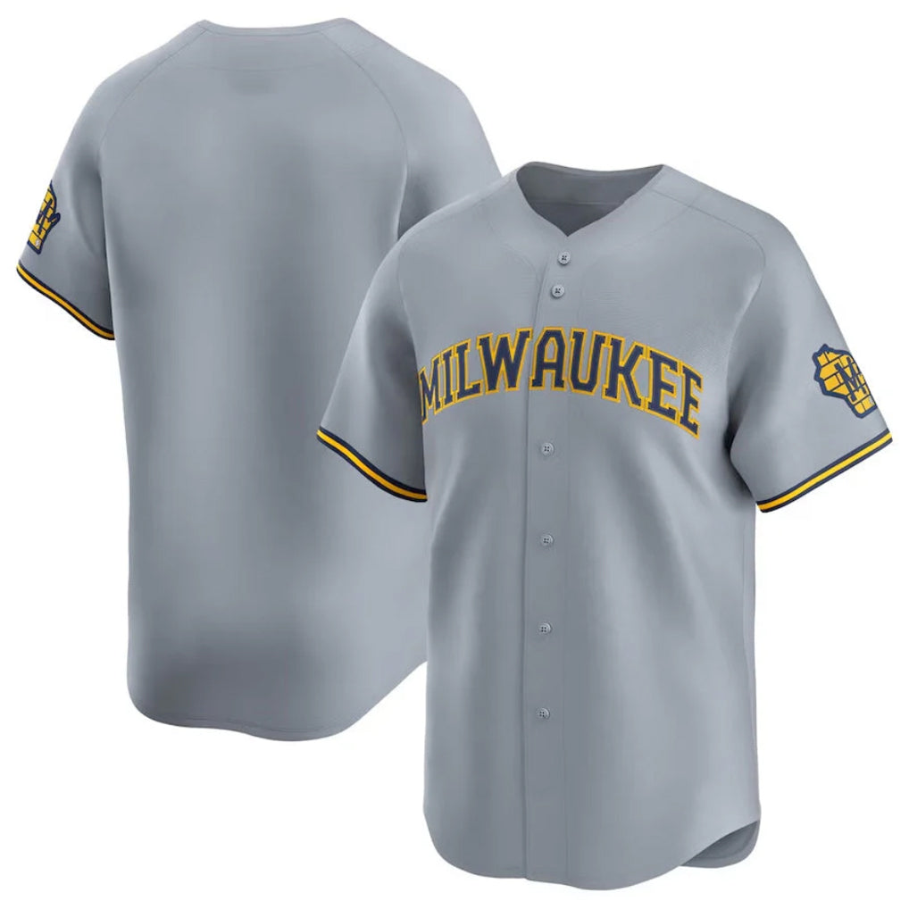 Johmsee M.Brewers Blank Player Gray Home Limited Stitched Jerseys