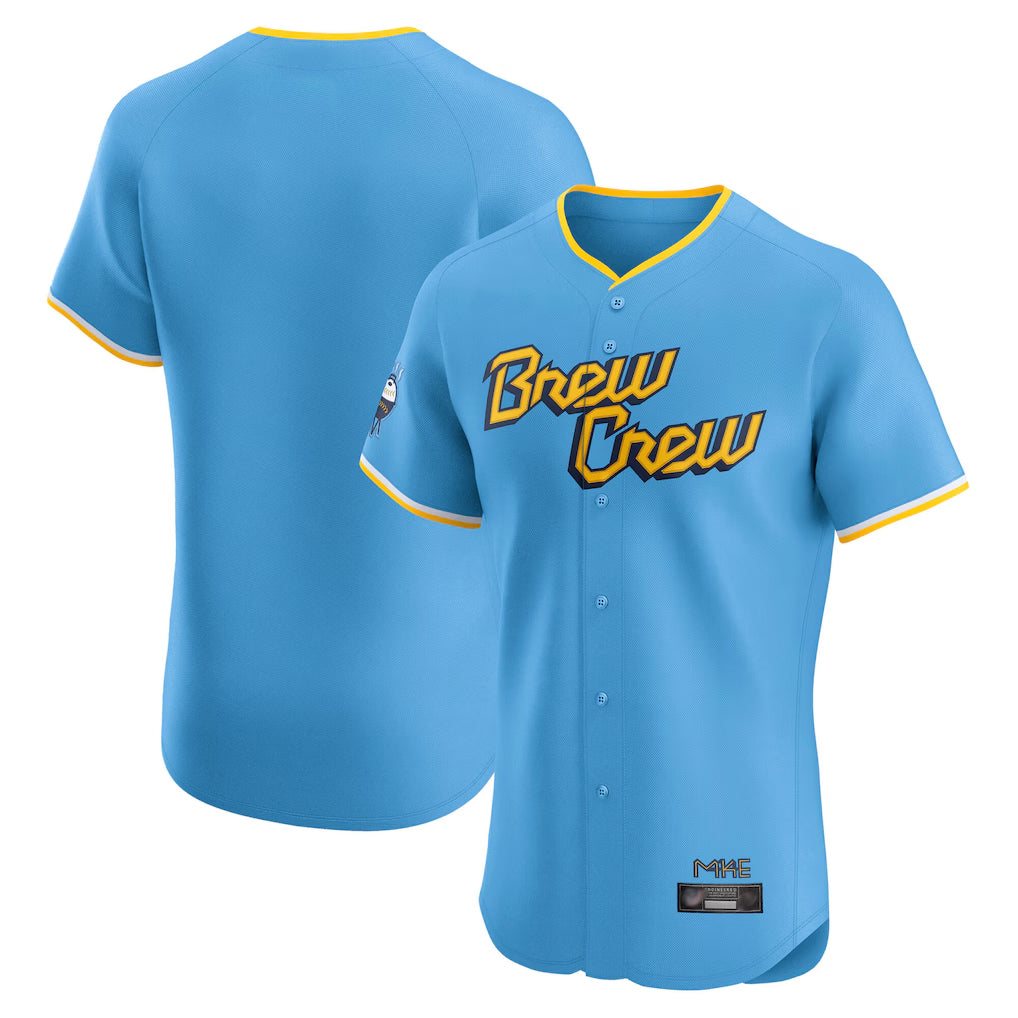 Johmsee M.Brewers Blank Player Light Blue City Connect Home Limited Elite Stitched Jerseys