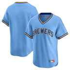 Johmsee M.Brewers Blank Player Light Blue Cooperstown Collection T-shirt Stitched Jerseys
