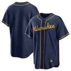 Johmsee M.Brewers Blank Player Navy Home Game Stitched Jerseys