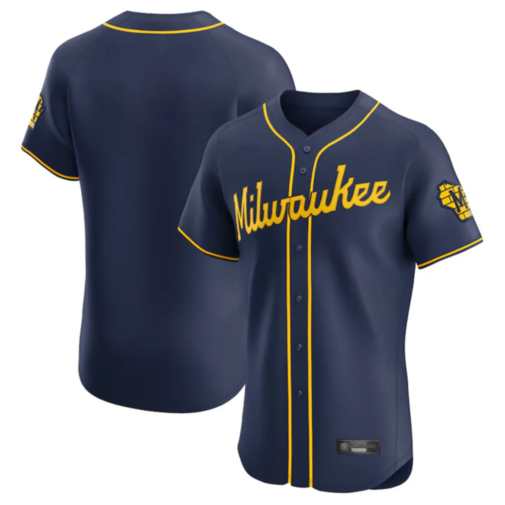 Johmsee M.Brewers Blank Player Navy Home Limited Elite Stitched Jerseys