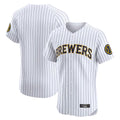 Johmsee M.Brewers Blank Player White Stripes Home Limited Elite Stitched Jerseys