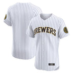 Johmsee M.Brewers Blank Player White Stripes Home Limited Elite Stitched Jerseys