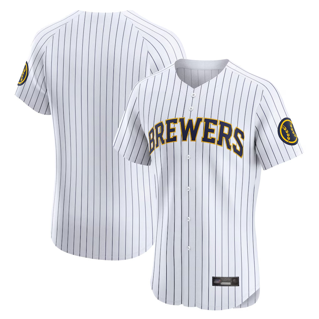 Johmsee M.Brewers Blank Player White Stripes Home Limited Elite Stitched Jerseys