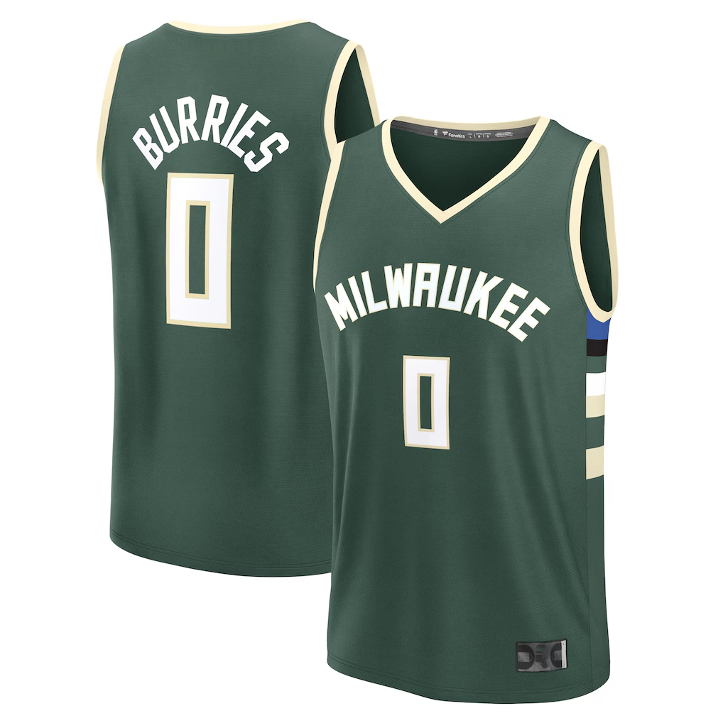 Johmsee M.Bucks #0 Brayden Burries Green 2026  Draft First Round Pick Fast Break Jerseys - Icon Edition
