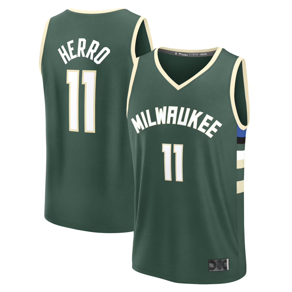 Johmsee M.Bucks #11 Tyler Herro Hunter Green Fast Break Replica Jerseys - Icon Edition