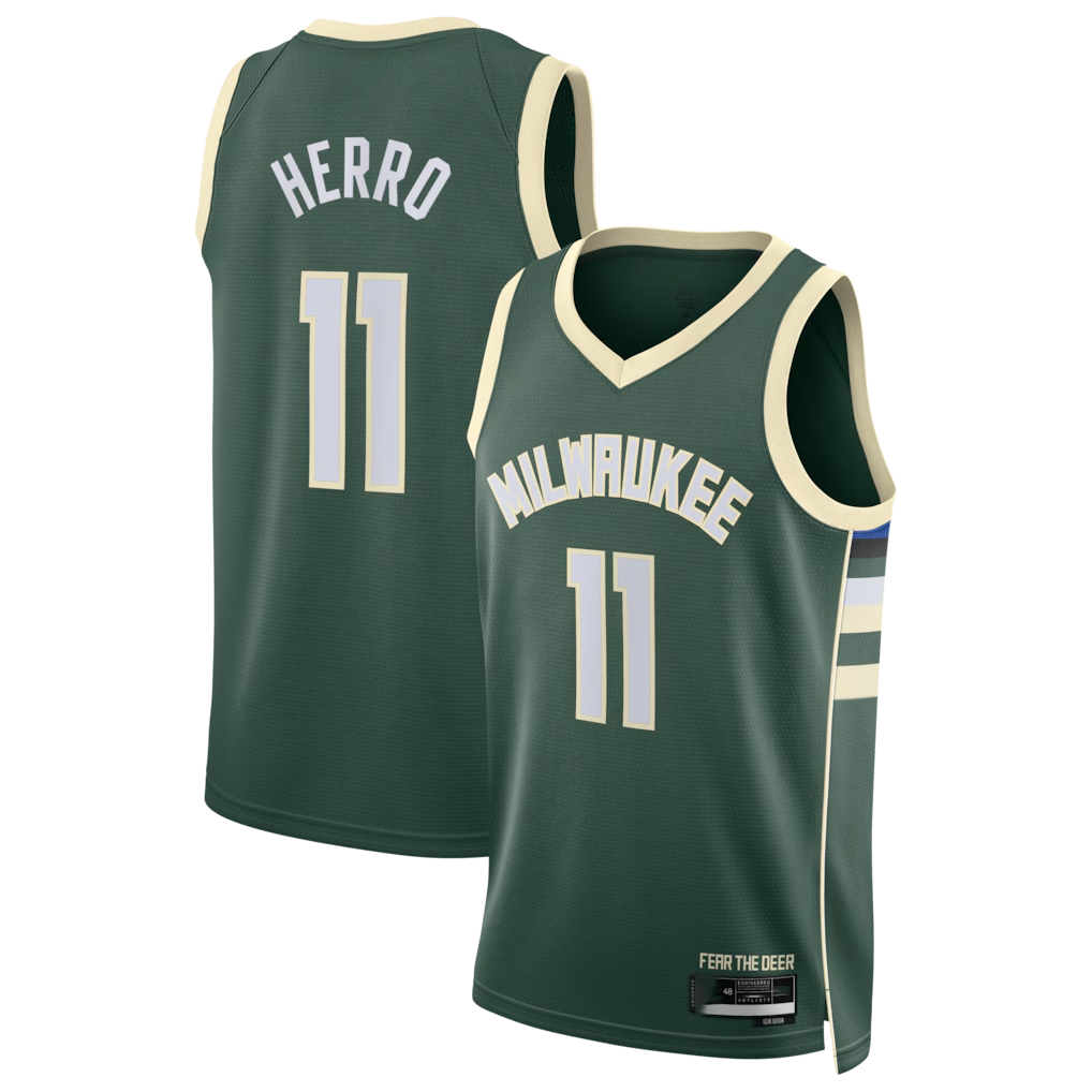Johmsee M.Bucks #11 Tyler Herro Hunter Green Swingman Jerseys - Icon Edition
