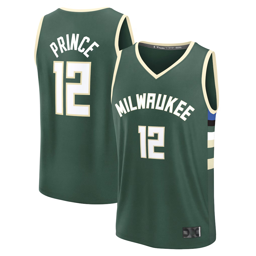 Johmsee M.Bucks #12 Taurean Prince Hunter Green Fast Break Replica Player Jerseys - Icon Edition