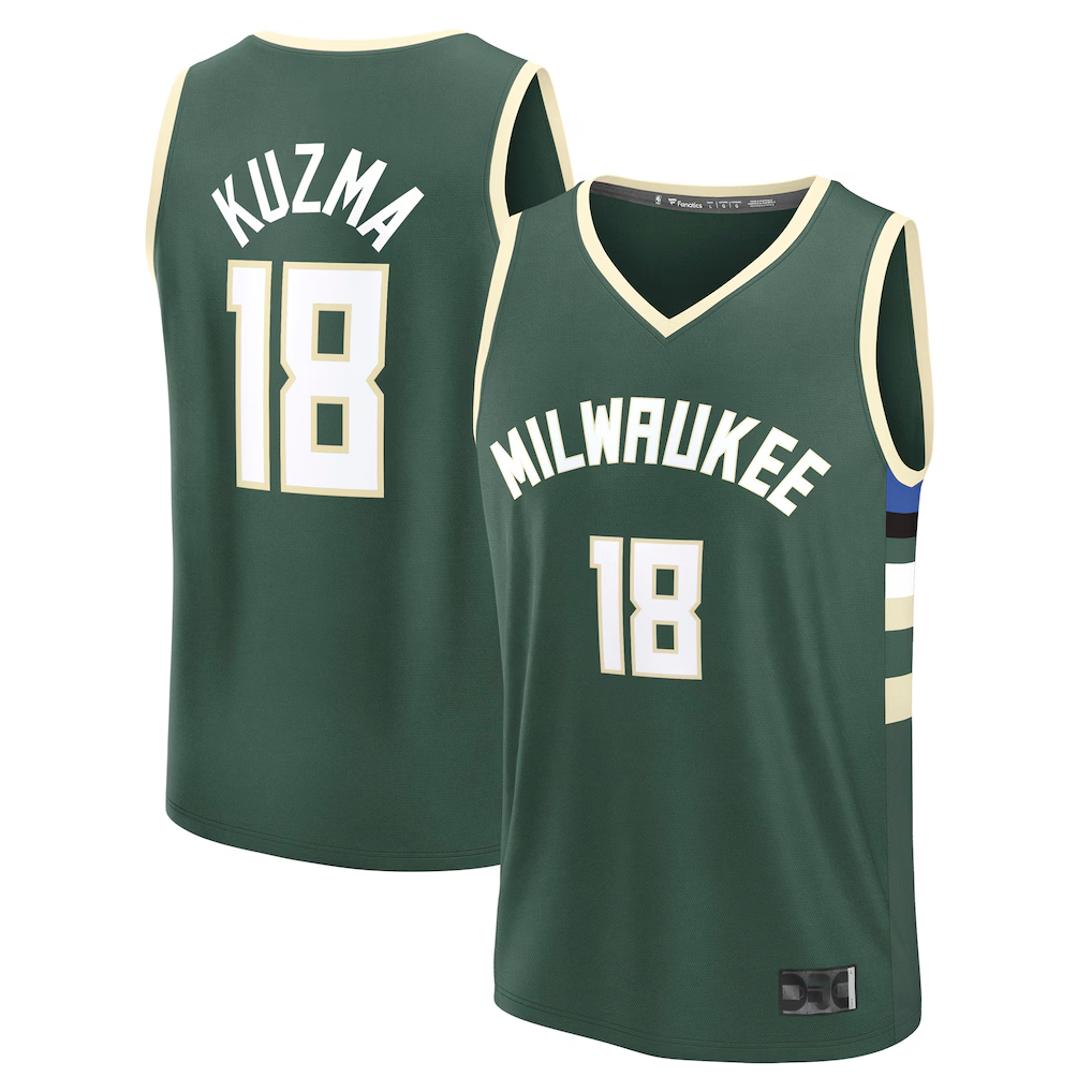Johmsee M.Bucks #18 Kyle Kuzma Hunter Green Fast Break Replica Player Jerseys - Icon Edition