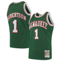 Johmsee M.Bucks #1 Oscar Robertson Mitchell & Ness Green 197172 Hardwood Classics Swingman Jerseys