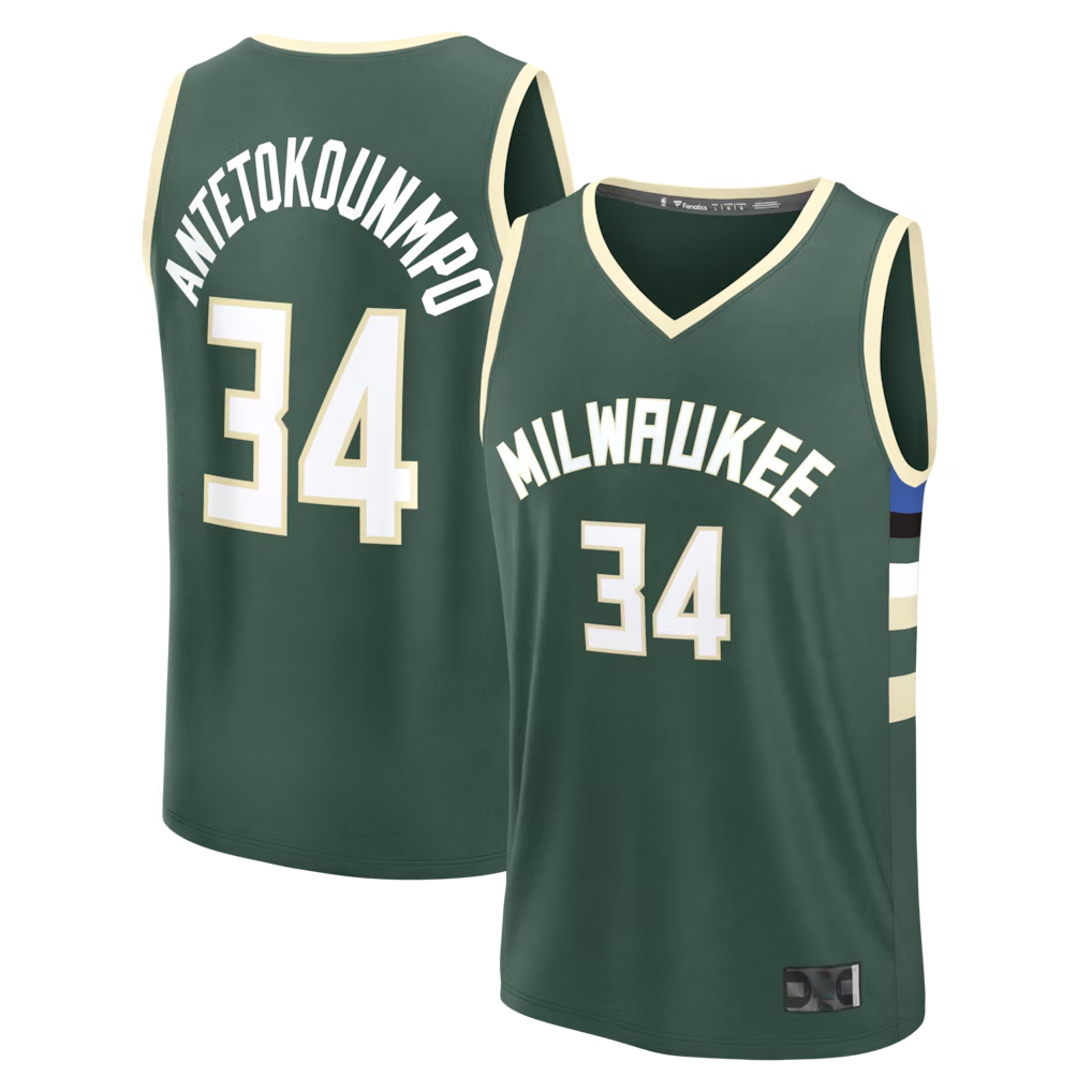 Johmsee M.Bucks #34 Giannis Antetokounmpo Hunter Green Fast Break Replica Player Jerseys - Icon Edition