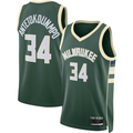 Johmsee M.Bucks #34 Giannis Antetokounmpo Hunter Green Swingman Jerseys - Icon Edition