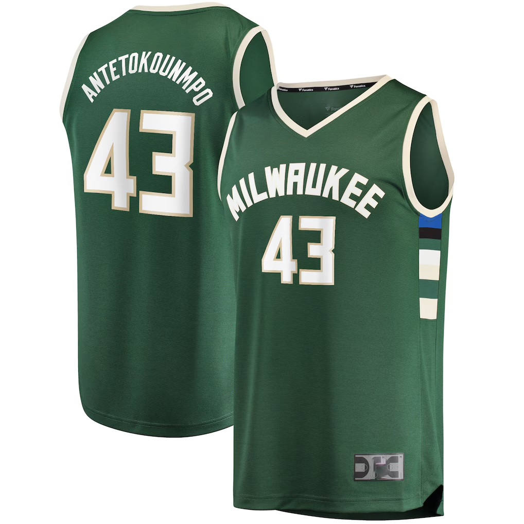 Johmsee M.Bucks #43 Thanasis Antetokounmpo Hunter Green Fast Break Replica Player Jerseys - Icon Edition