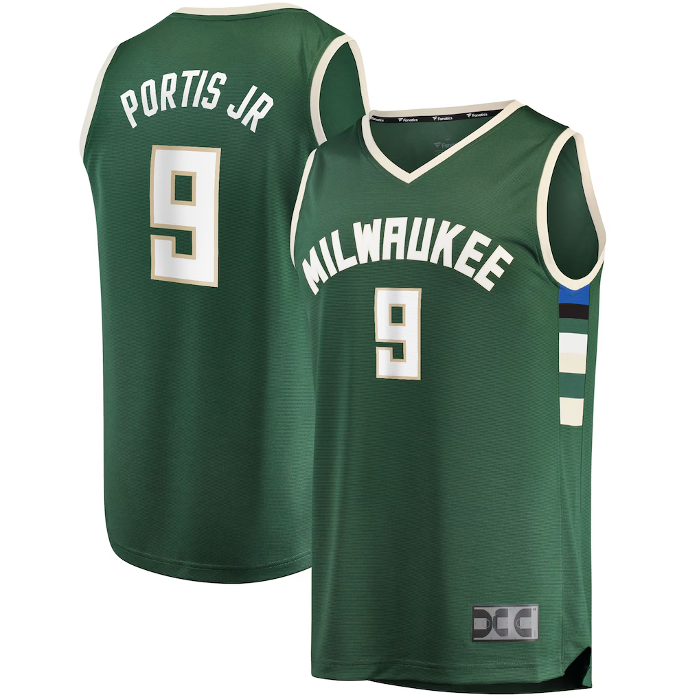 Johmsee M.Bucks #9 Bobby Portis Green Fast Break Replica Jerseys - Icon Edition