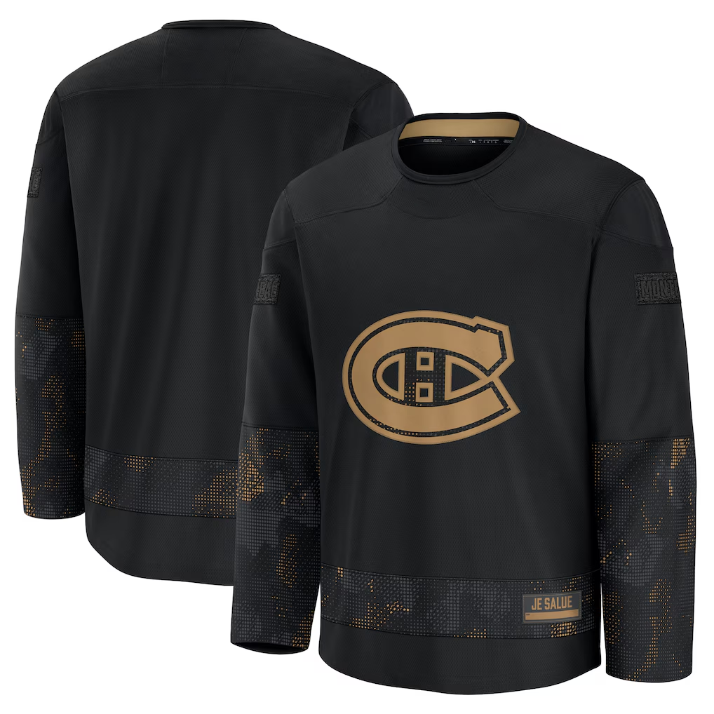 Johmsee M.Canadiens Black 2024 Military Appreciation Practice Jerseys