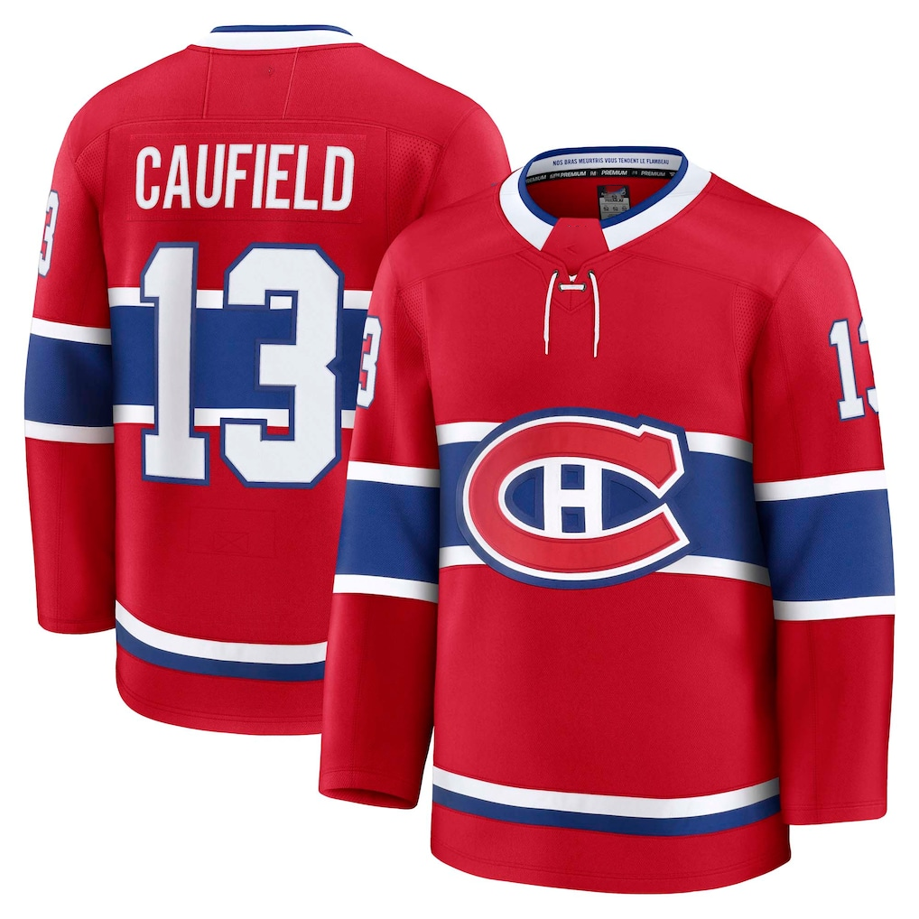Johmsee M.Canadiens #13 Cole Caufield Red Home Premium Jerseys