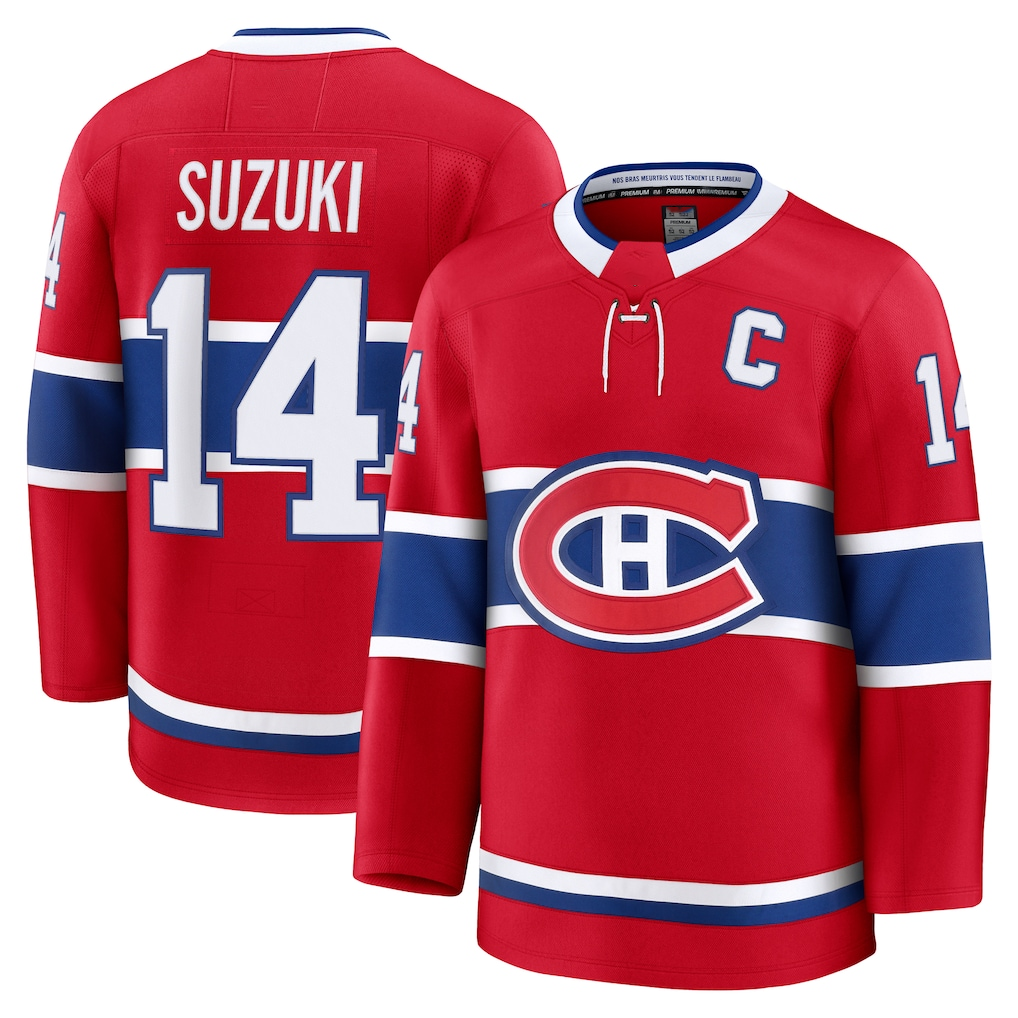 Johmsee M.Canadiens #14 Nick Suzuki Red Home Premium Jerseys