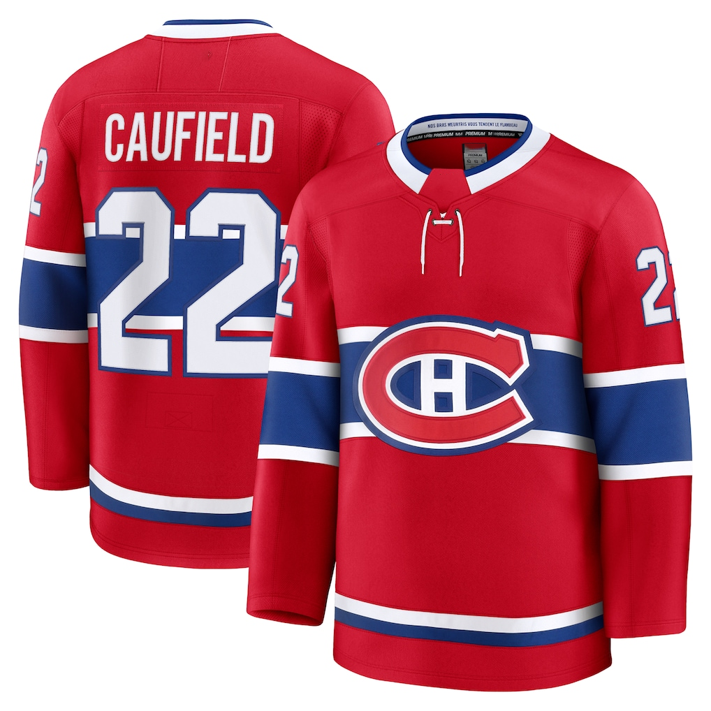 Johmsee M.Canadiens #22 Cole Caufield Red Home Premium Jerseys