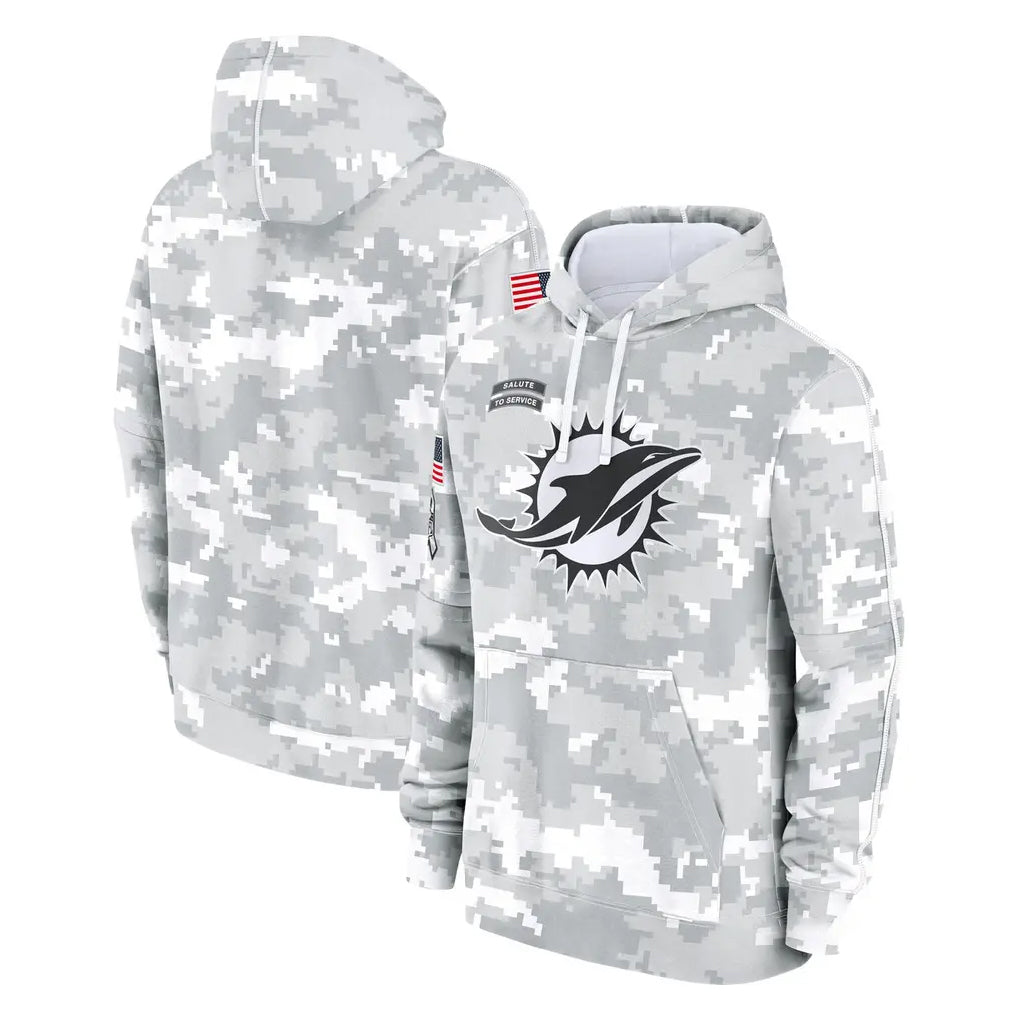 Johmsee M.Dolphins Arctic Camo Salute to Service Hoodies Limited Game Blank Player Stitched Jerseys