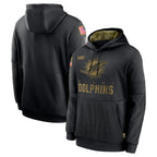 Johmsee M.Dolphins Black Salute to Service Hoodies Limited Game Blank Player Stitched Jerseys