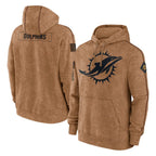 Johmsee M.Dolphins Brown Salute to Service Hoodies Limited Game Blank Player Stitched Jerseys