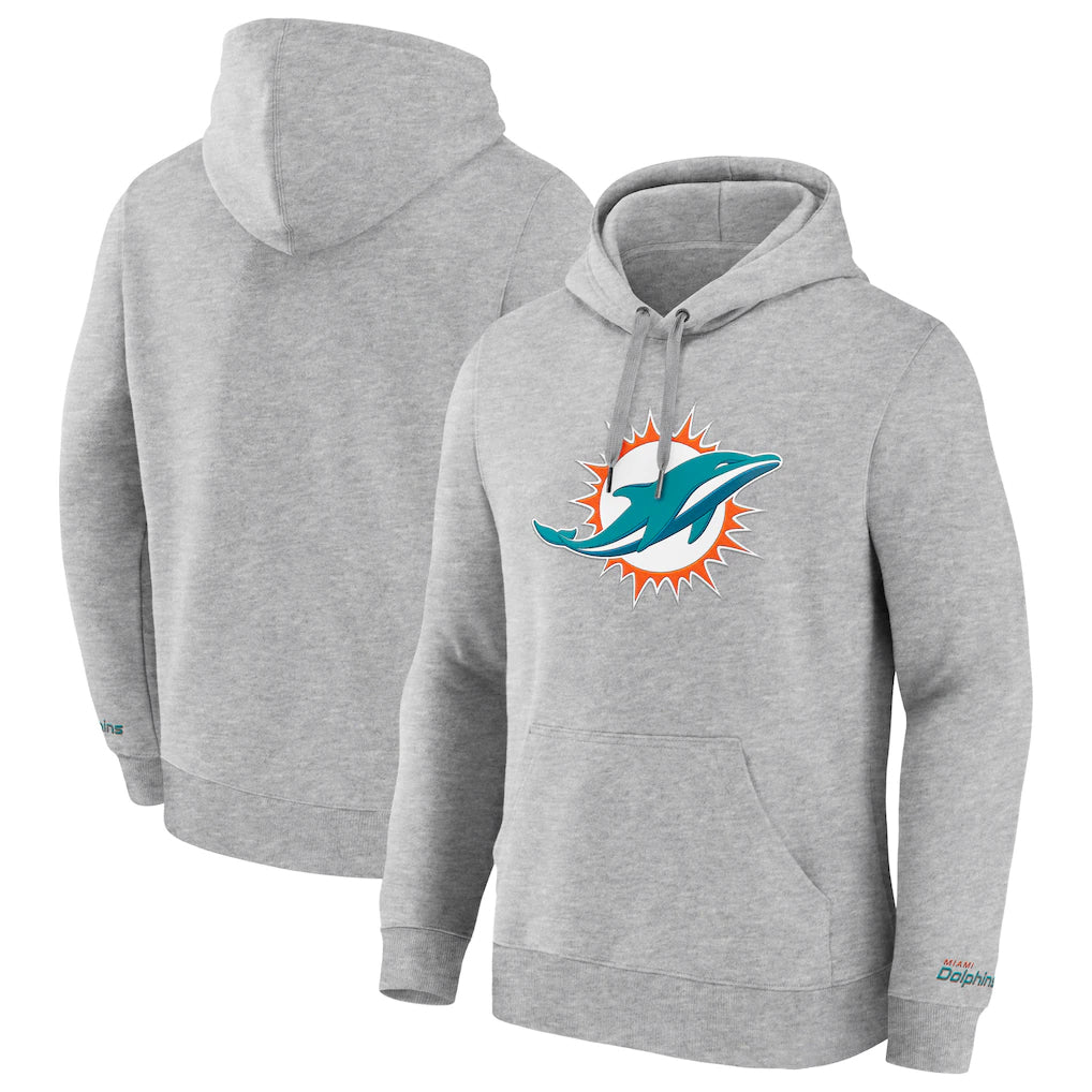 Johmsee M.Dolphins Gray LOGO Pullover Hoodies Limited Blank Player Stitched Jerseys