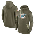 Johmsee M.Dolphins Olive Salute to Service Pullover Hoodies Home Game Blank Player Stitched Jerseys