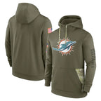 Johmsee M.Dolphins Olive Salute to Service Pullover Hoodies Home Game Blank Player Stitched Jerseys