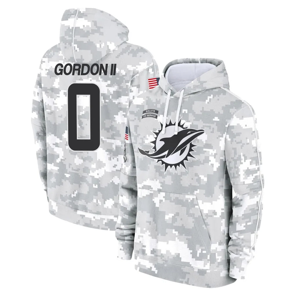 Johmsee M.Dolphins #0 Ollie Gordon II Player Arctic Camo Salute to Service Hoodies Limited Game Stitched Jerseys