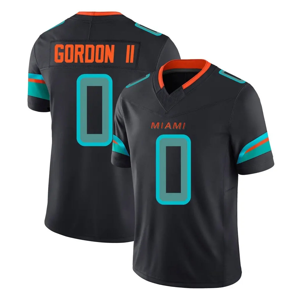Johmsee M.Dolphins #0 Ollie Gordon II Player Black Limited Pitch Rivalries Collection Home Game Stitched Jerseys