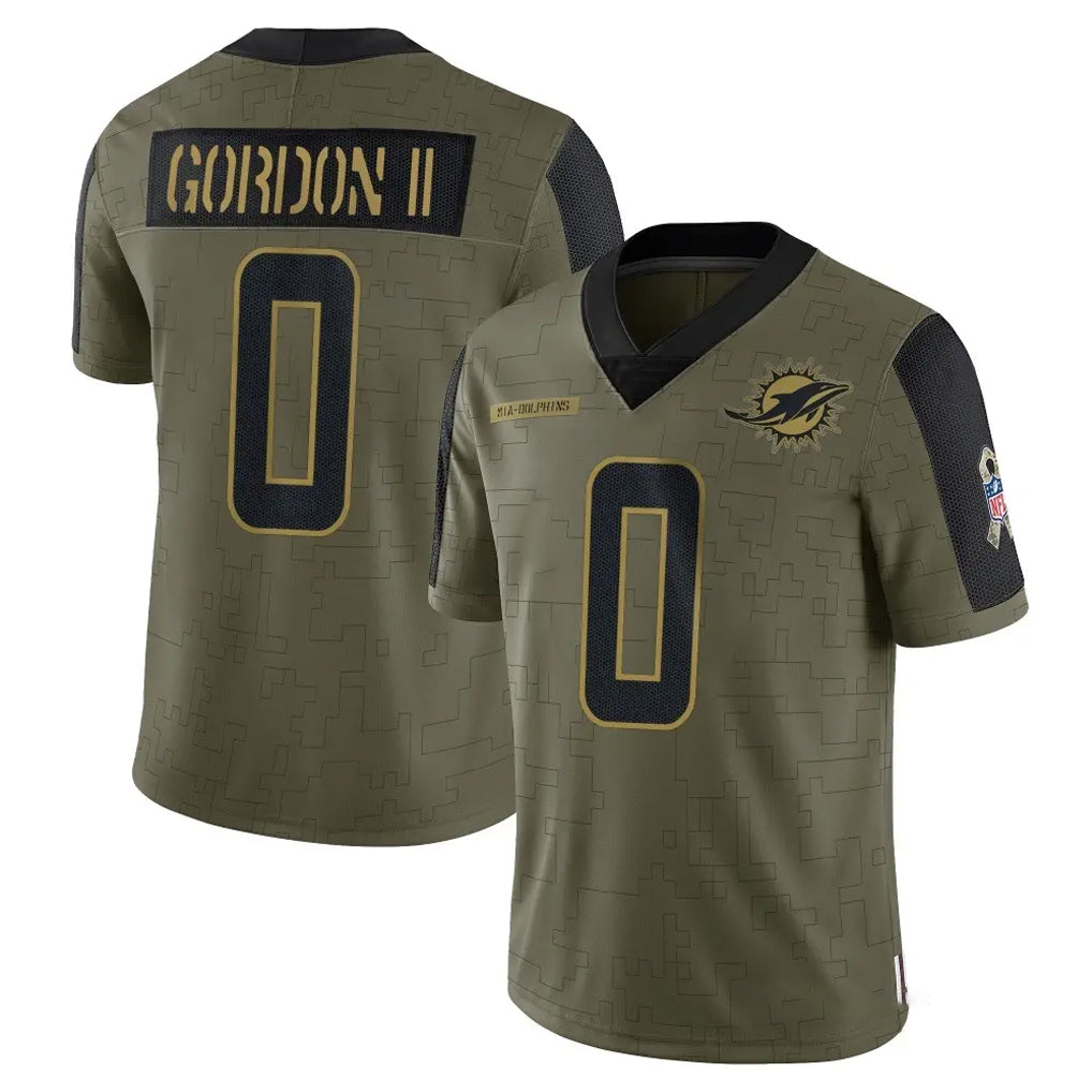 Johmsee M.Dolphins #0 Ollie Gordon II Player Olive Salute To Service Limited Game Stitched Jerseys
