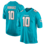 Johmsee M.Dolphins #10 Jacob Rodriguez Player Aqua Home Game Stitched Jerseys