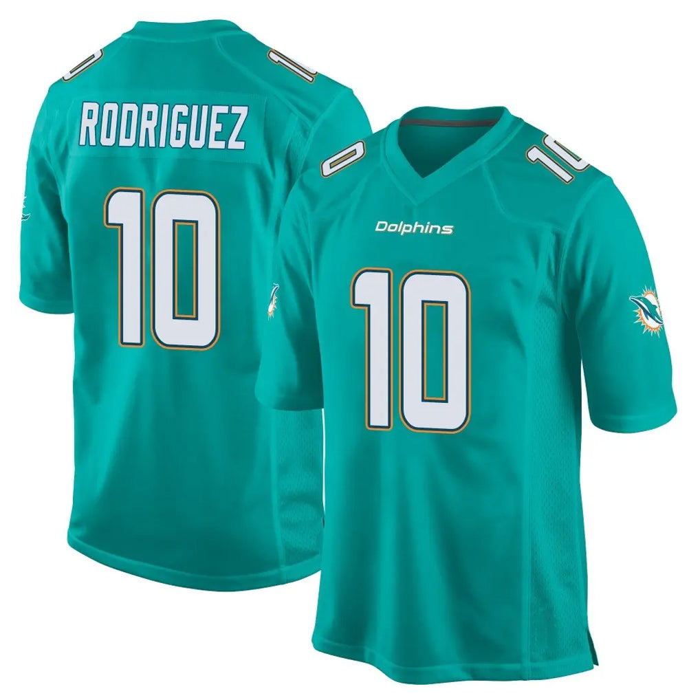 Johmsee M.Dolphins #10 Jacob Rodriguez Player Aqua Team Color Home Game Stitched Jerseys