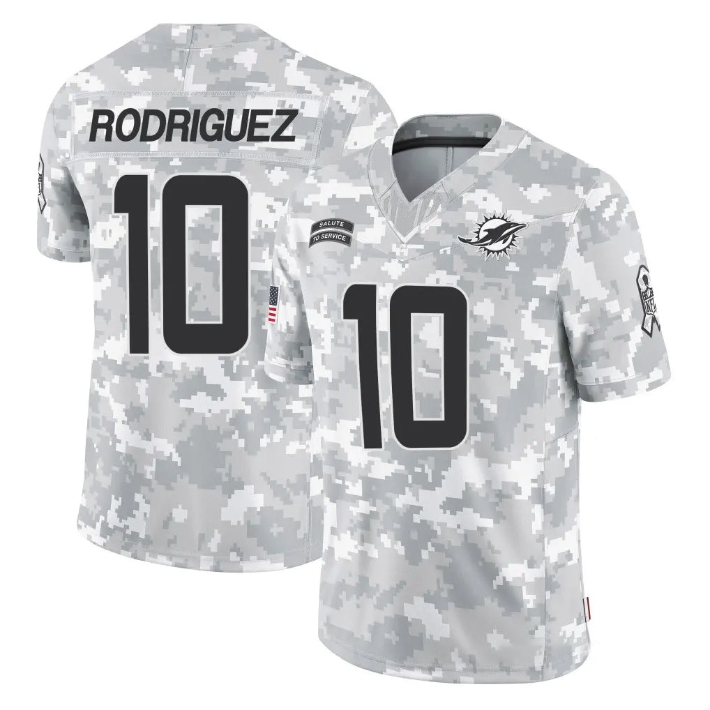 Johmsee M.Dolphins #10 Jacob Rodriguez Player Arctic Camo Salute To Service Limited Game Stitched Jerseys