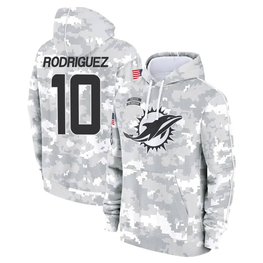 Johmsee M.Dolphins #10 Jacob Rodriguez Player Arctic Camo Salute to Service Hoodies Limited Game Stitched Jerseys