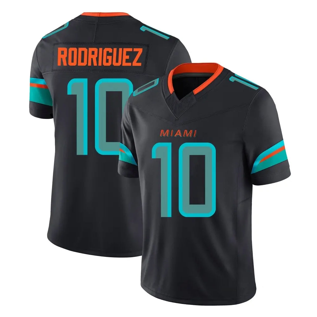 Johmsee M.Dolphins #10 Jacob Rodriguez Player Black Limited Pitch Rivalries Collection Home Game Stitched Jerseys