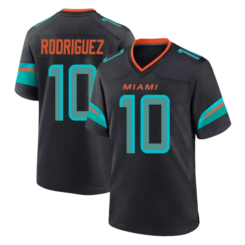 Johmsee M.Dolphins #10 Jacob Rodriguez Player Black Pitch Rivalries Collection Home Game Stitched Jerseys