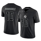 Johmsee M.Dolphins #10 Jacob Rodriguez Player Black Reflective Limited Game Stitched Jerseys