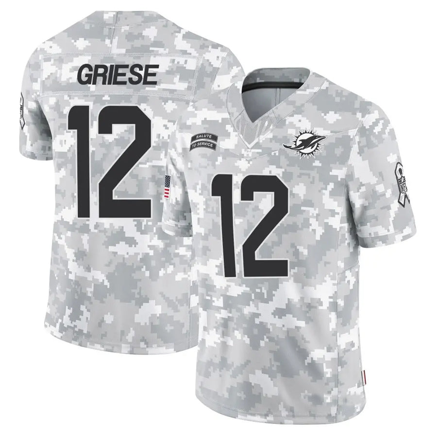 Johmsee M.Dolphins #12 Bob Griese Player Arctic Camo Salute to Service Limited Stitched Jerseys